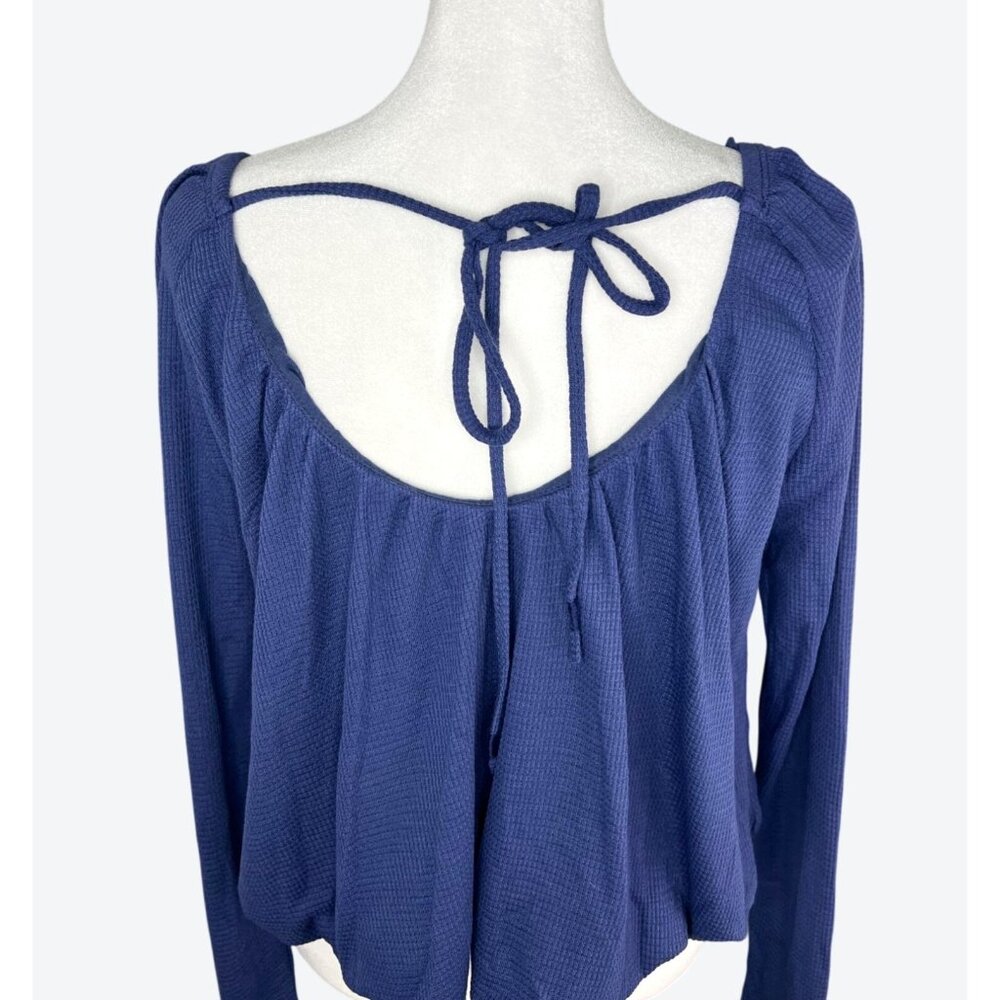 Free People Womens Bondi Thermal Long Sleeve Blouson True Blue Medium - Picture 5 of 16